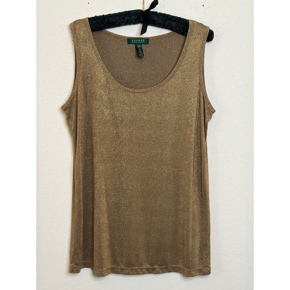 Lauren Ralph Lauren Metallice Gold Sleeveless Top Size 1X